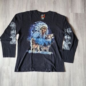 Rock Eagle Native American Wolf Long Sleeve T-Shirt X-Large